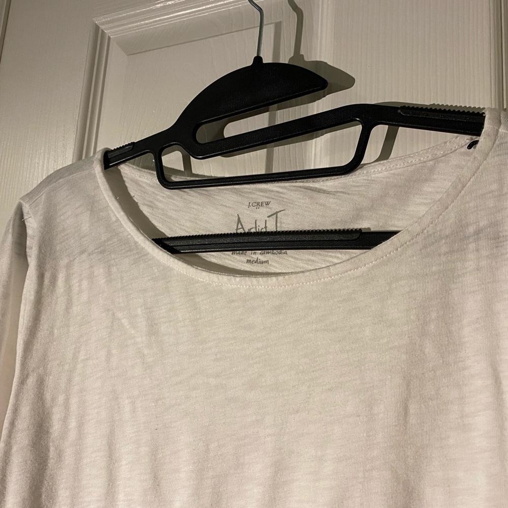 long sleeve white j crew top